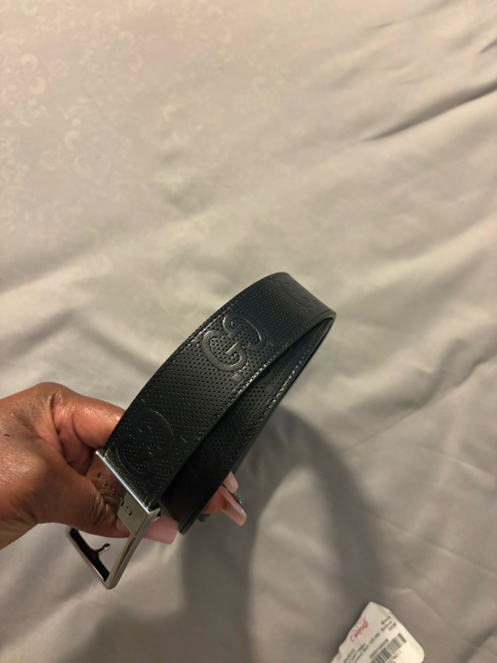 Gucci Black Embossed Leather Belt - Picture 4 of 8